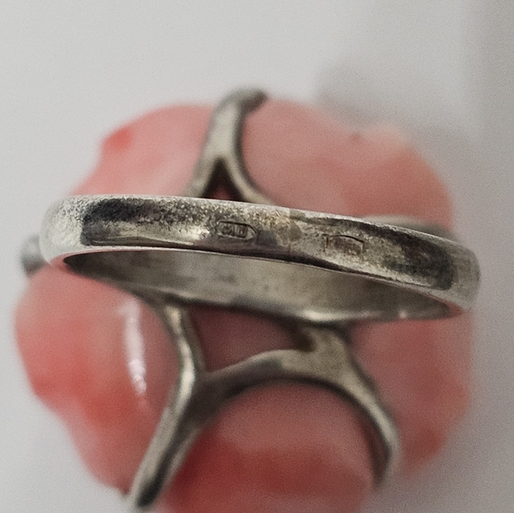 Sterling Silver Carved Rose Ring sz8.25 - Picture 5 of 5
